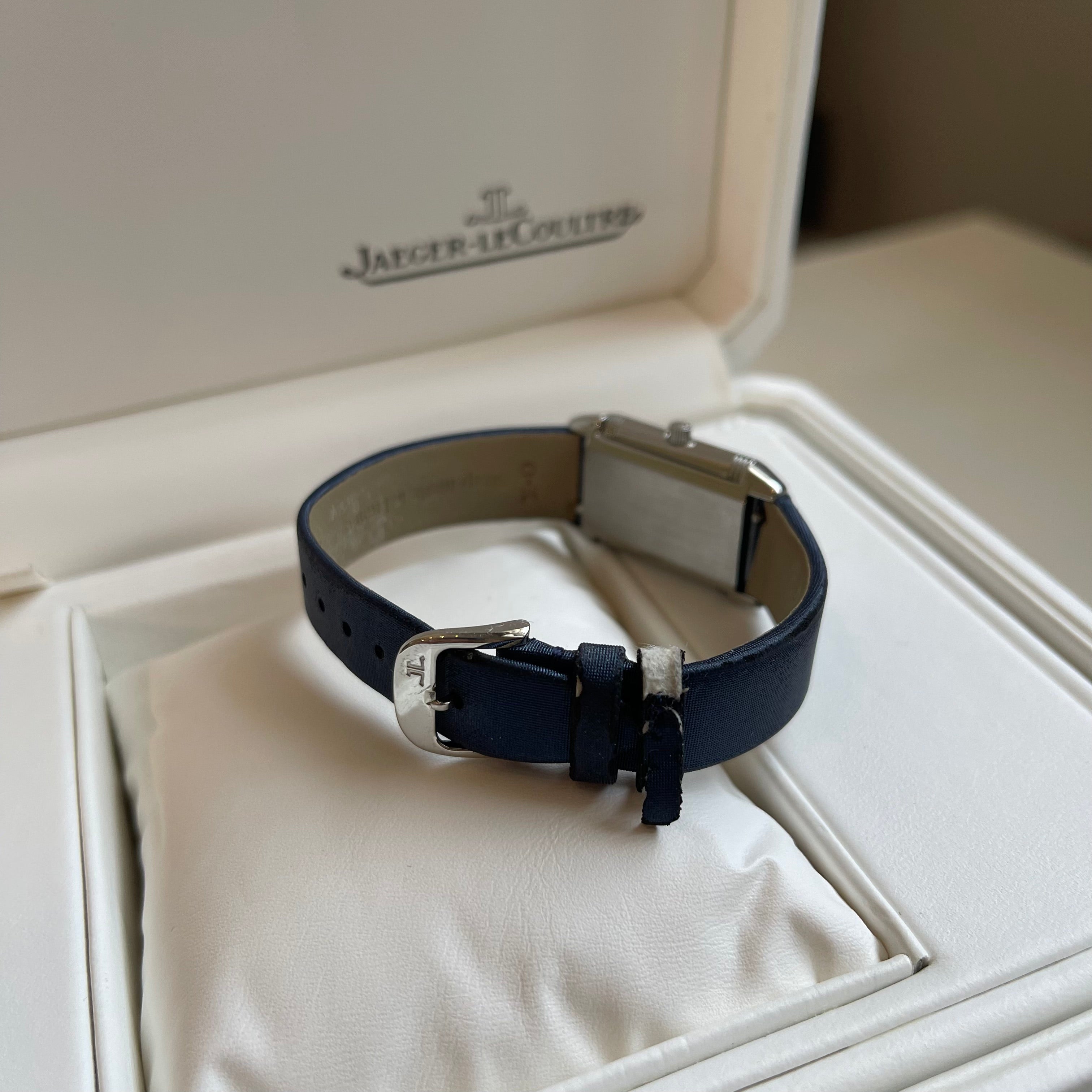 Jaeger-LeCoultre Vintage Reverso Watch Stainless Steel Case Blue Strap