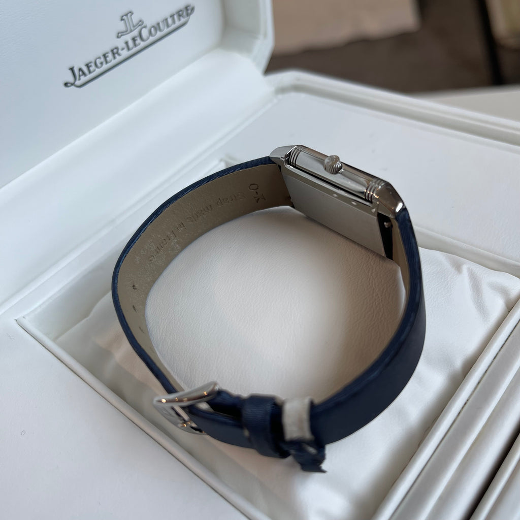 Jaeger-LeCoultre Vintage Reverso Watch Stainless Steel Case Blue Strap
