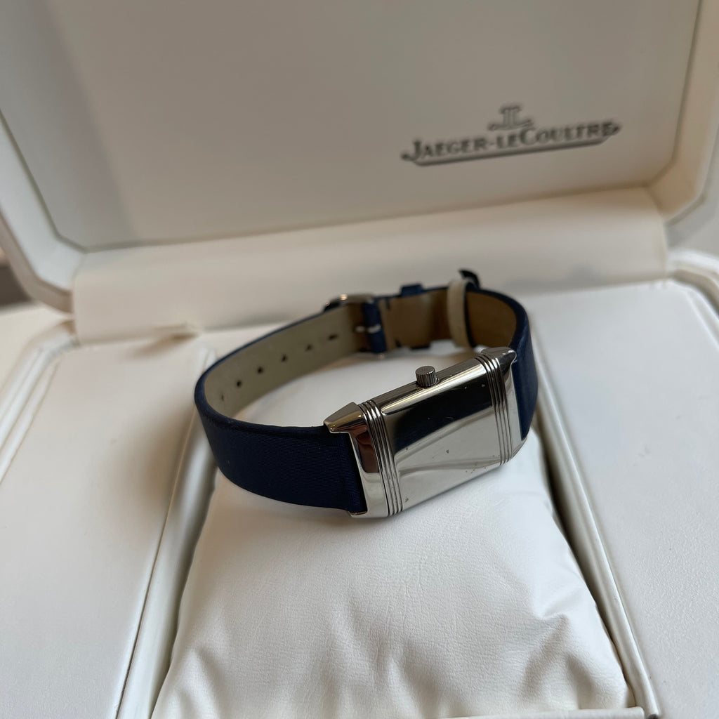 Jaeger-LeCoultre Vintage Reverso Watch Stainless Steel Case Blue Strap