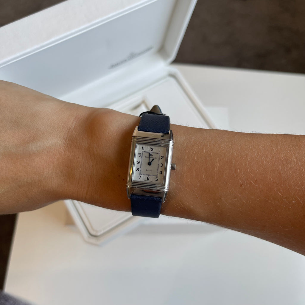 Jaeger-LeCoultre Vintage Reverso Watch Stainless Steel Case Blue Strap