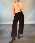 Nili Lotan Black Velvet Wide-Leg Drawstring Trousers