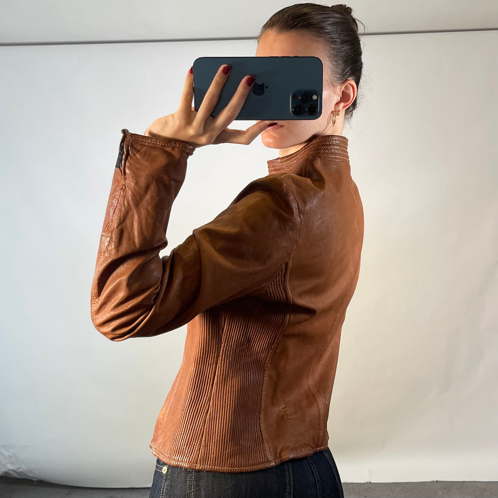 Armani Collezioni IT44 UK12 Jacket Brown Leather