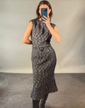 Alexander McQueen Black and White Tweed Pencil Dress