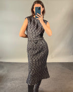 Alexander McQueen Black and White Tweed Pencil Dress