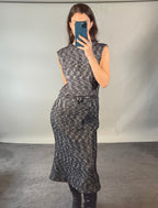 Alexander McQueen Black and White Tweed Pencil Dress