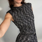 Alexander McQueen Black and White Tweed Pencil Dress