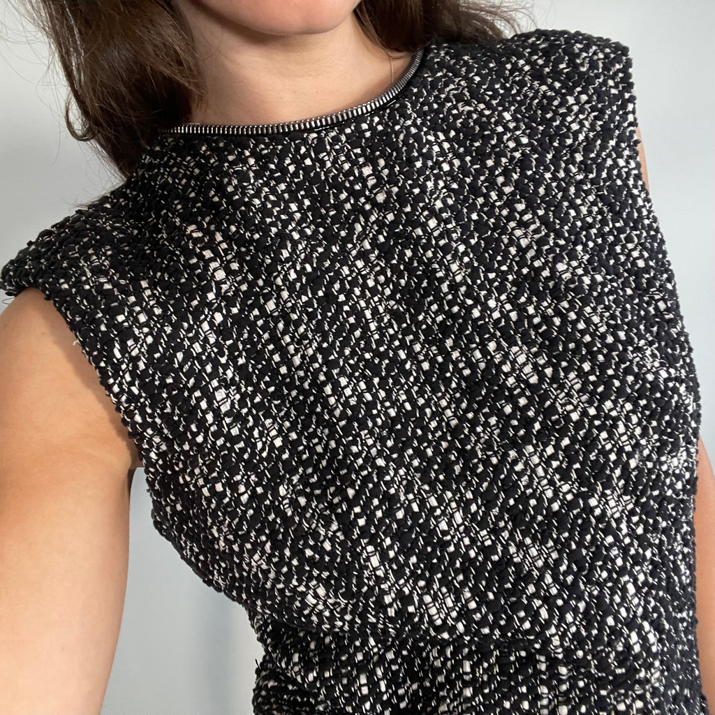 Alexander McQueen Black and White Tweed Pencil Dress