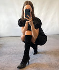 Louis Vuitton Black Suede and Patent Leather Knee-High Boots