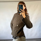 Eredi Pisanò Charcoal Grey Double-Breasted Cropped Jacket