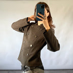 Eredi Pisanò Charcoal Grey Double-Breasted Cropped Jacket
