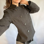 Eredi Pisanò Charcoal Grey Double-Breasted Cropped Jacket