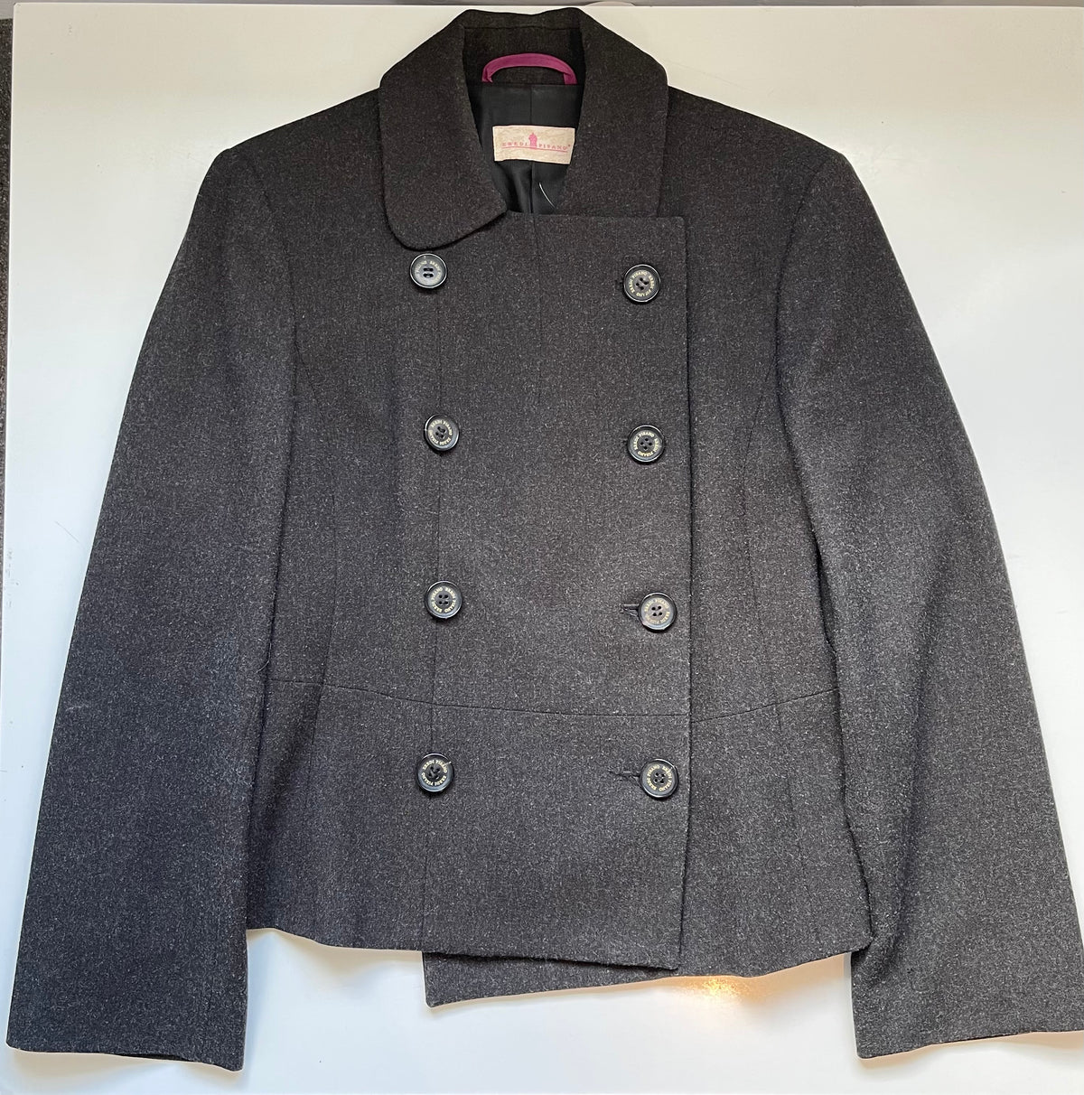 Eredi Pisanò Charcoal Grey Double-Breasted Cropped Jacket