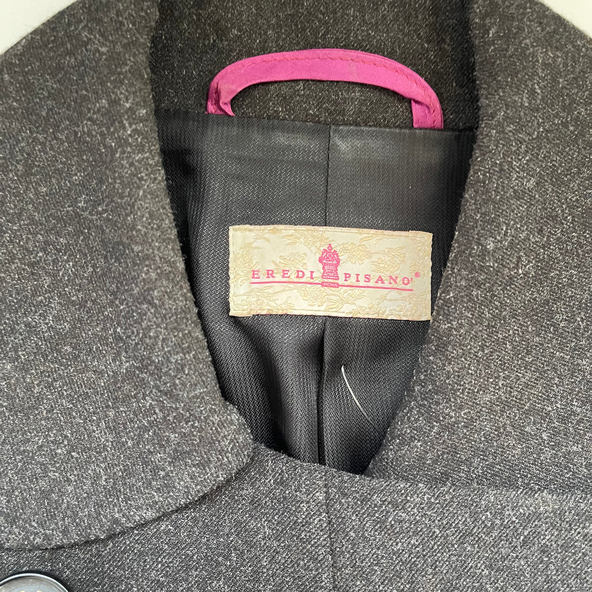 Eredi Pisanò Charcoal Grey Double-Breasted Cropped Jacket