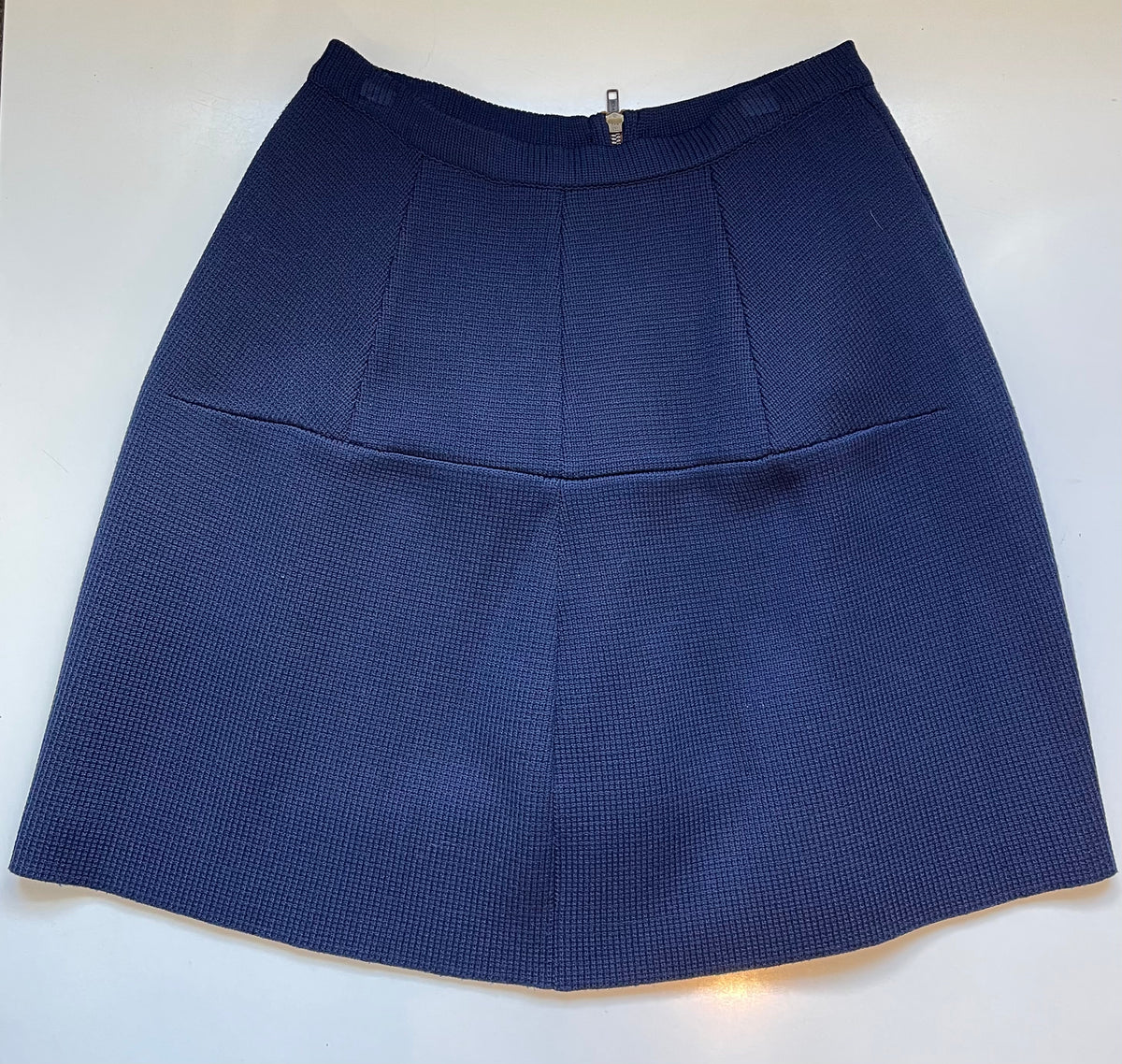 Marni Navy Textured Knit A-Line Skirt with Contrast Back Zip