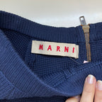 Marni Navy Textured Knit A-Line Skirt with Contrast Back Zip