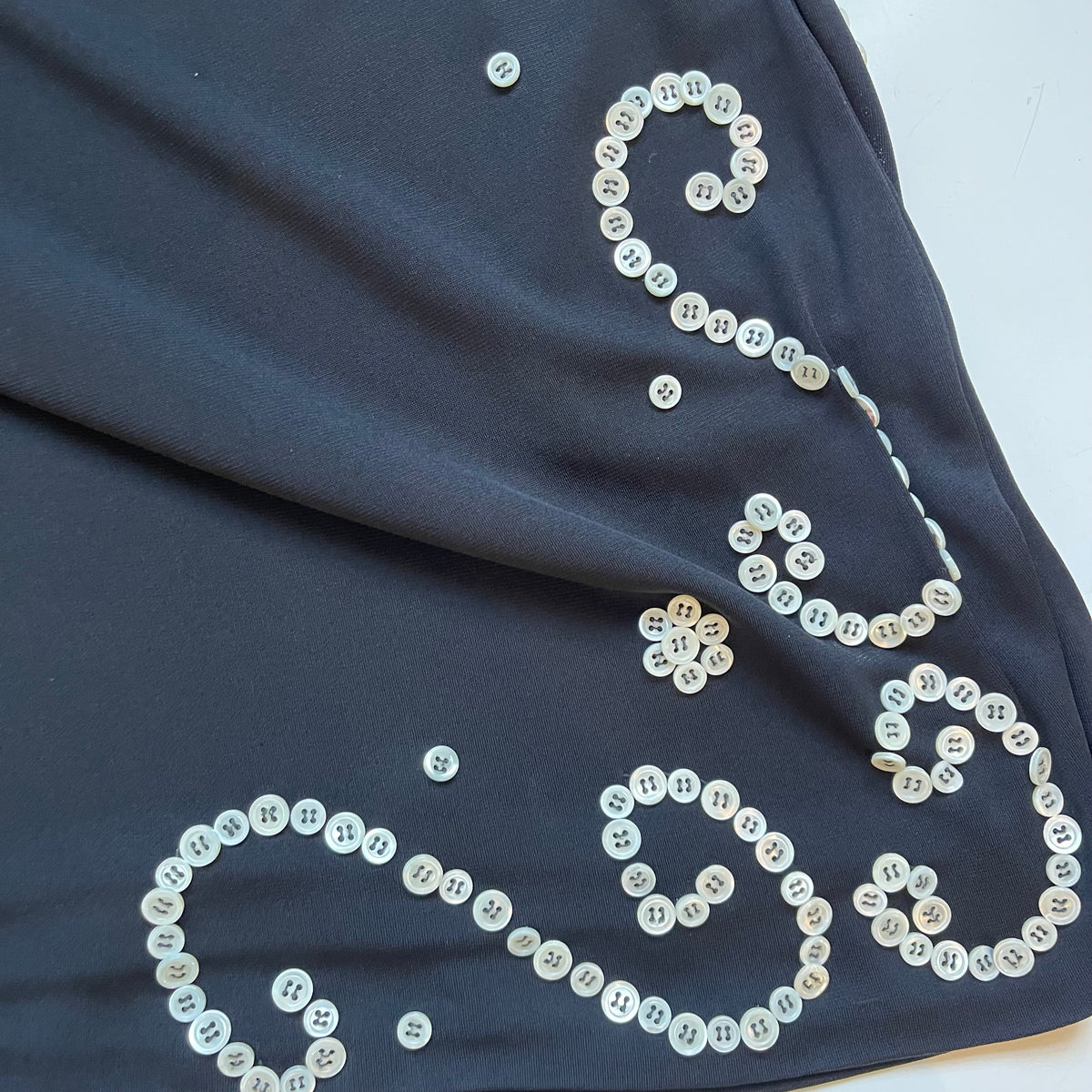 Ozbek Vintage Black Button-Embellished Mini Skirt