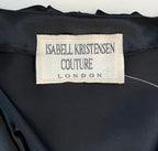 Isabell Kristensen Couture Black Satin Ruffle V Neck Blouse