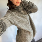 Sportmax Grey Wool and Mohair Pom Pom Zip Cardigan with Looped Collar and Cuffs