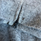 Sportmax Grey Wool and Mohair Pom Pom Zip Cardigan with Looped Collar and Cuffs