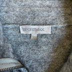 Sportmax Grey Wool and Mohair Pom Pom Zip Cardigan with Looped Collar and Cuffs
