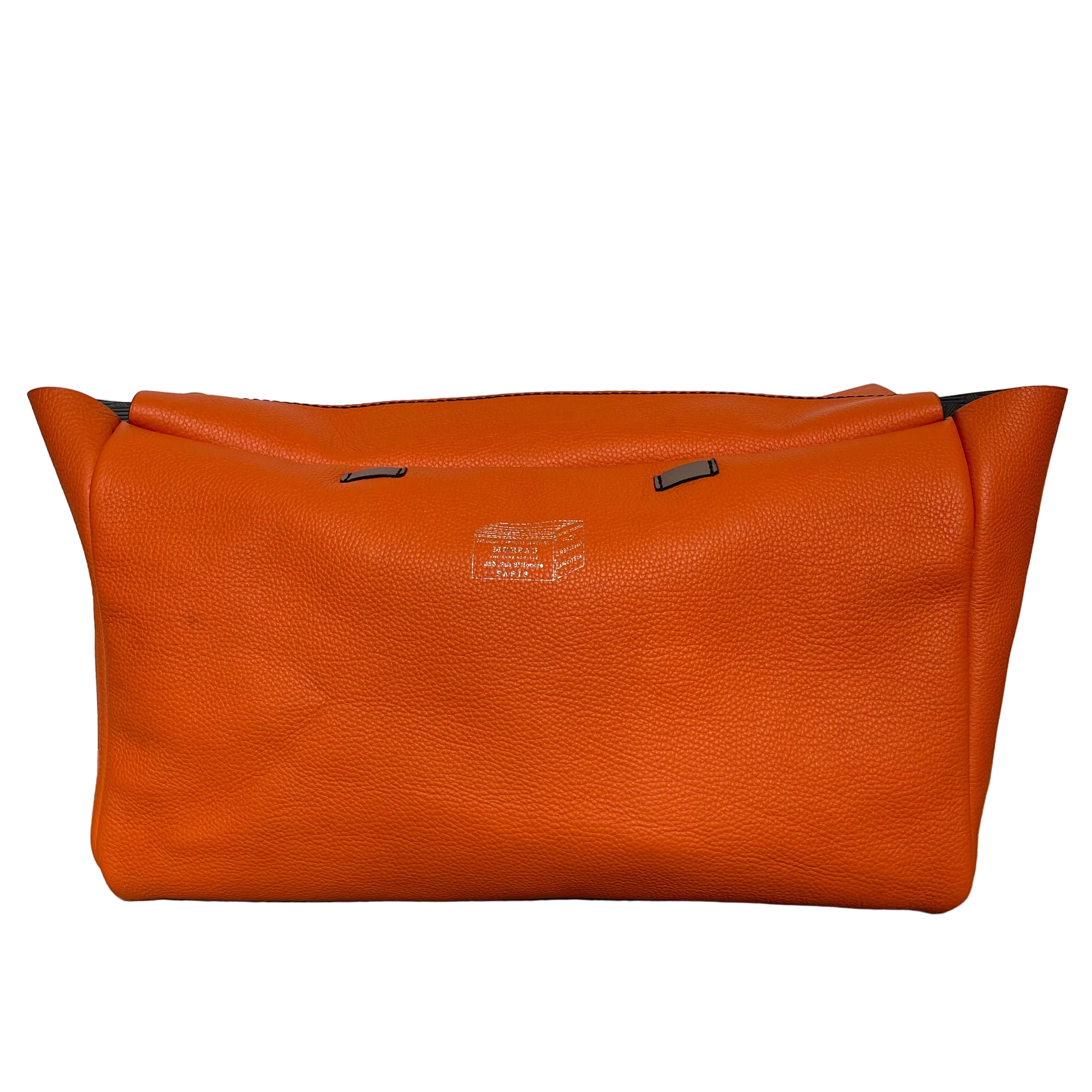 Moreau Paris Vincennes GM Reversible Tote – Grey Signature Print & Orange Leather