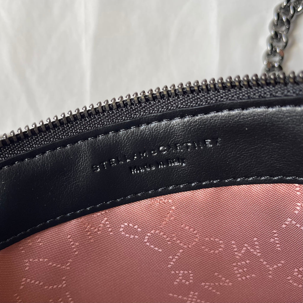 Stella McCartney Pochette Black Faux Leather Shaggy Cross Body Silver Chain Bag
