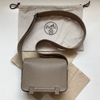 Hermes Geta Bag Étoupe Calfskin Leather ‘H’ Closure Canvas Shoulder Crossbody