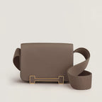 Hermes Geta Bag Étoupe Calfskin Leather ‘H’ Closure Canvas Shoulder Crossbody