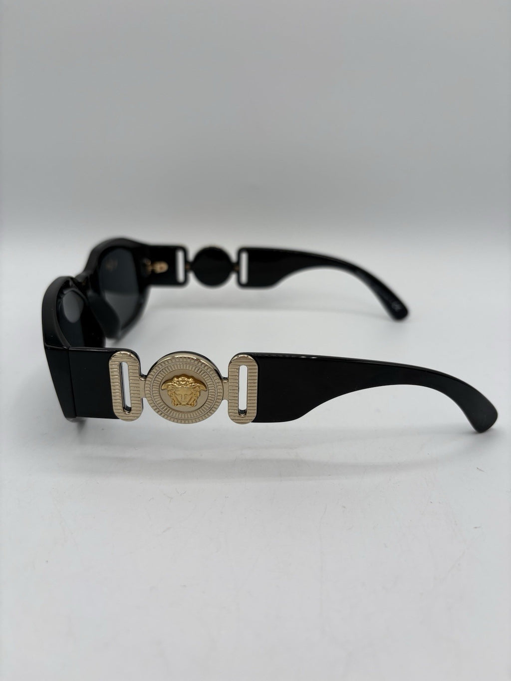 Versace Black Acetate Oval Sunglasses Gold Logo MOD 4361 GB1/87