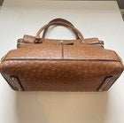 Max Mara Handbag Ostrich Leather Brown Margaux Medium Turn Lock Gold Hardware