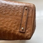 Max Mara Handbag Ostrich Leather Brown Margaux Medium Turn Lock Gold Hardware