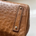 Max Mara Handbag Ostrich Leather Brown Margaux Medium Turn Lock Gold Hardware