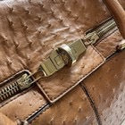 Max Mara Handbag Ostrich Leather Brown Margaux Medium Turn Lock Gold Hardware