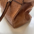 Max Mara Handbag Ostrich Leather Brown Margaux Medium Turn Lock Gold Hardware