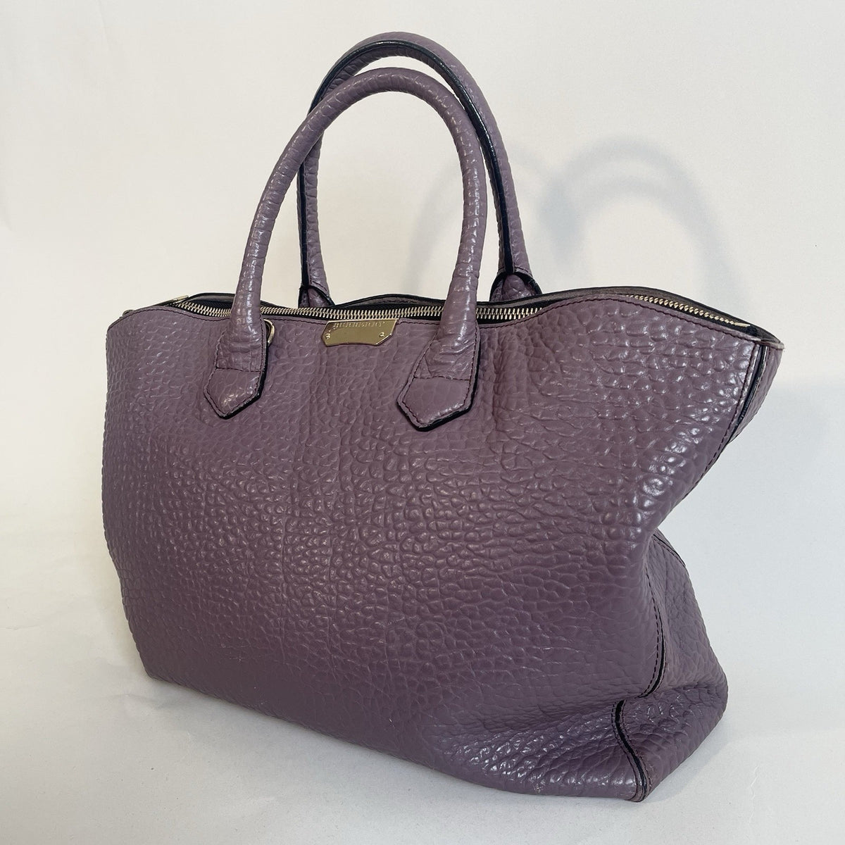 Burberry ‘Dewsbury’ Leather Handbag Grained Leather Cross Body Plum Tote Medium
