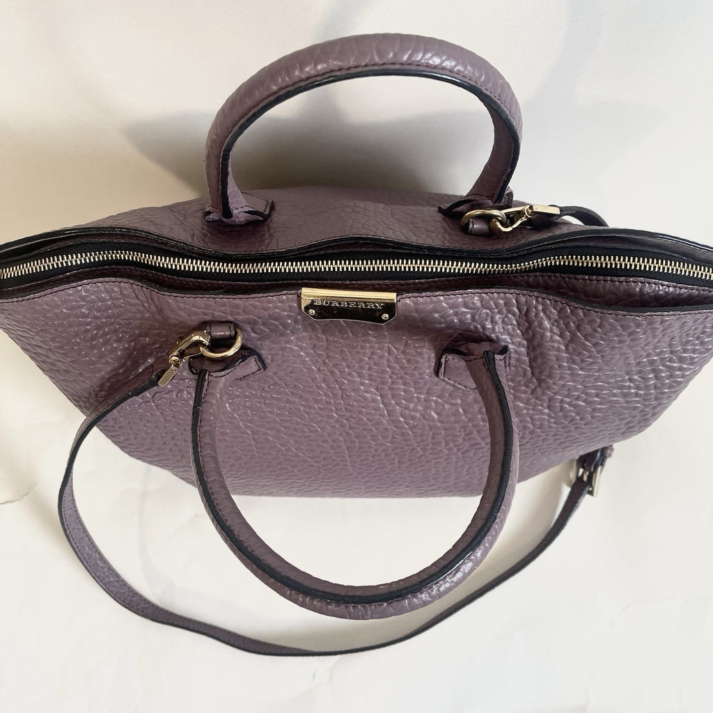 Burberry ‘Dewsbury’ Leather Handbag Grained Leather Cross Body Plum Tote Medium