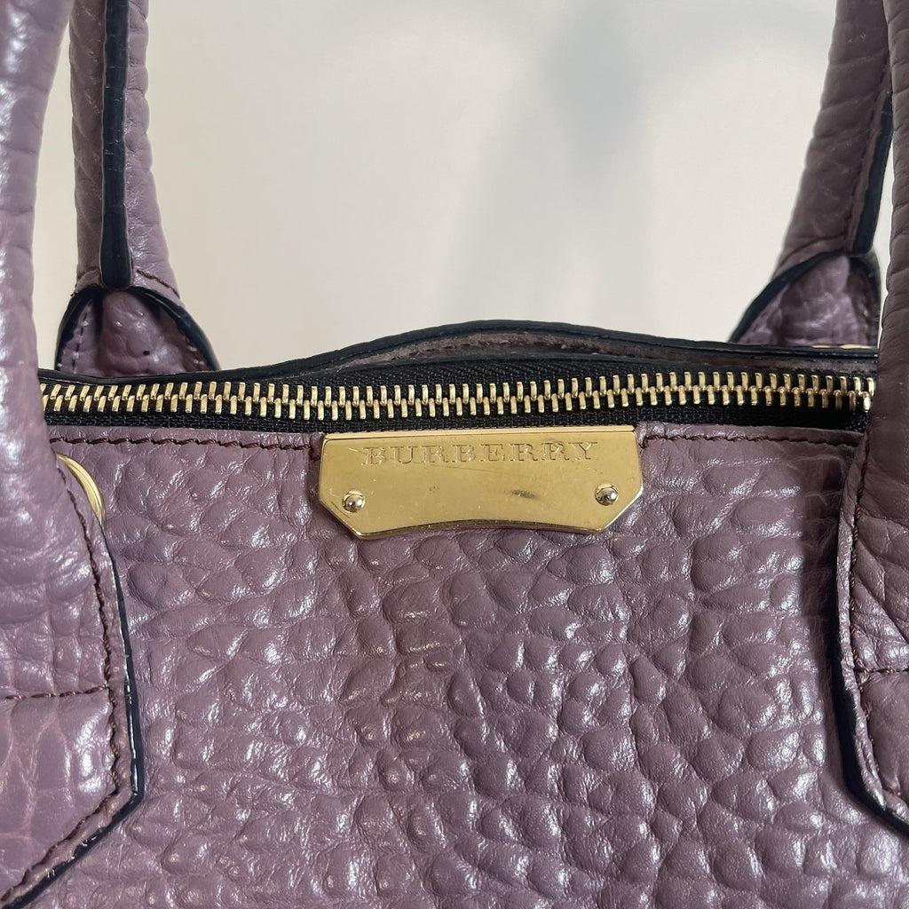 Burberry ‘Dewsbury’ Leather Handbag Grained Leather Cross Body Plum Tote Medium
