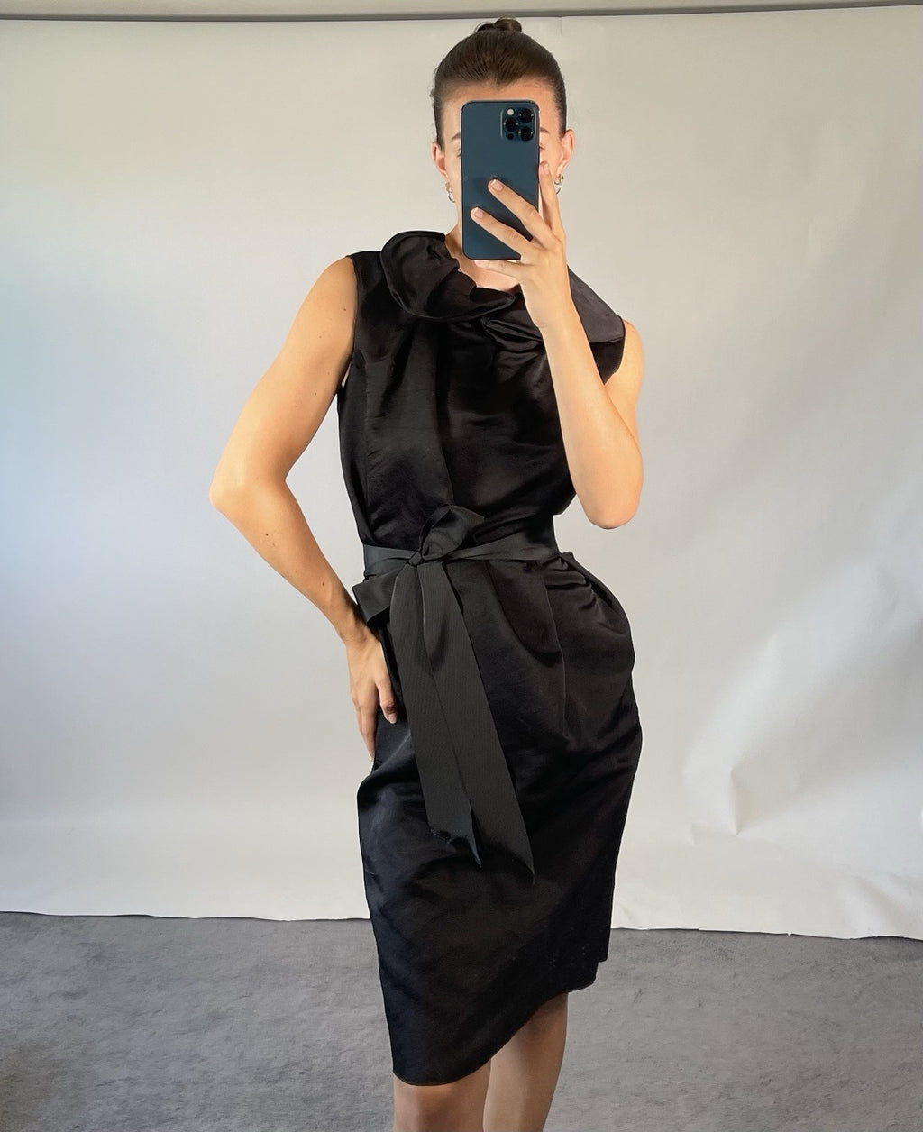 Lanvin by Alber Elbaz Black Silk Belted Dress, 2008 FR 38 UK 10