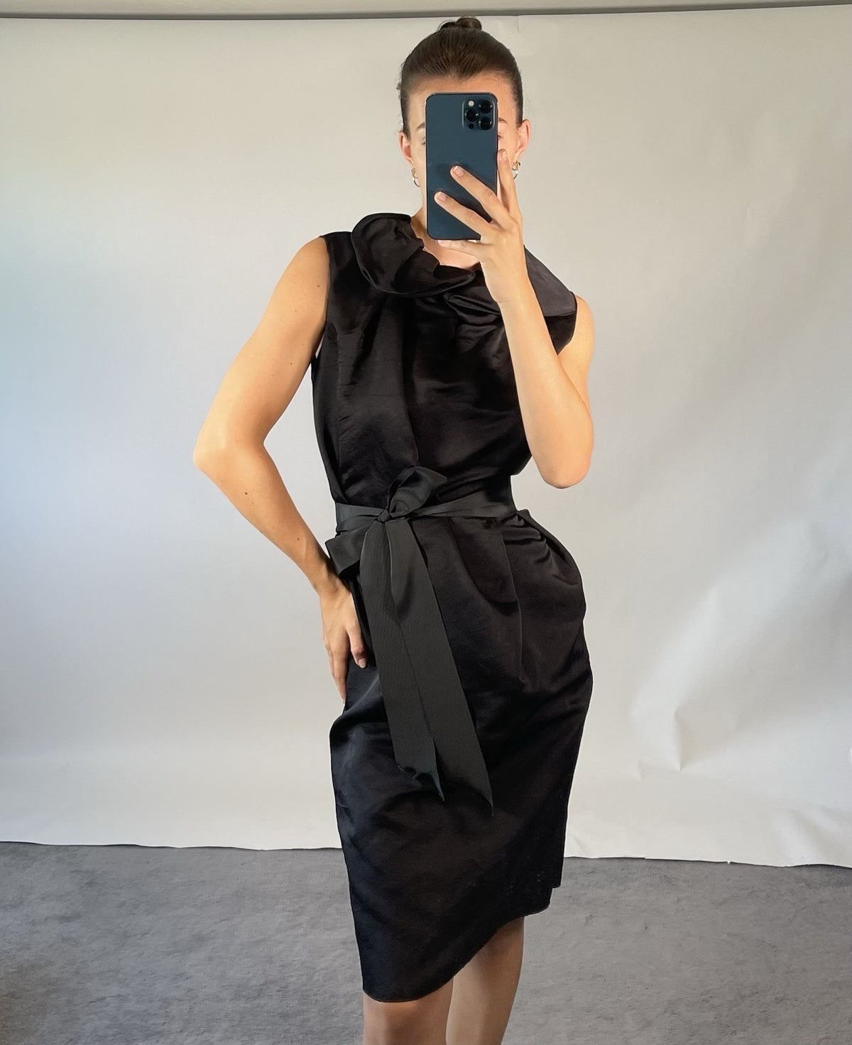 Lanvin by Alber Elbaz Black Silk Belted Dress, 2008 FR 38 UK 10