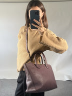 Burberry ‘Dewsbury’ Leather Handbag Grained Leather Cross Body Plum Tote Medium