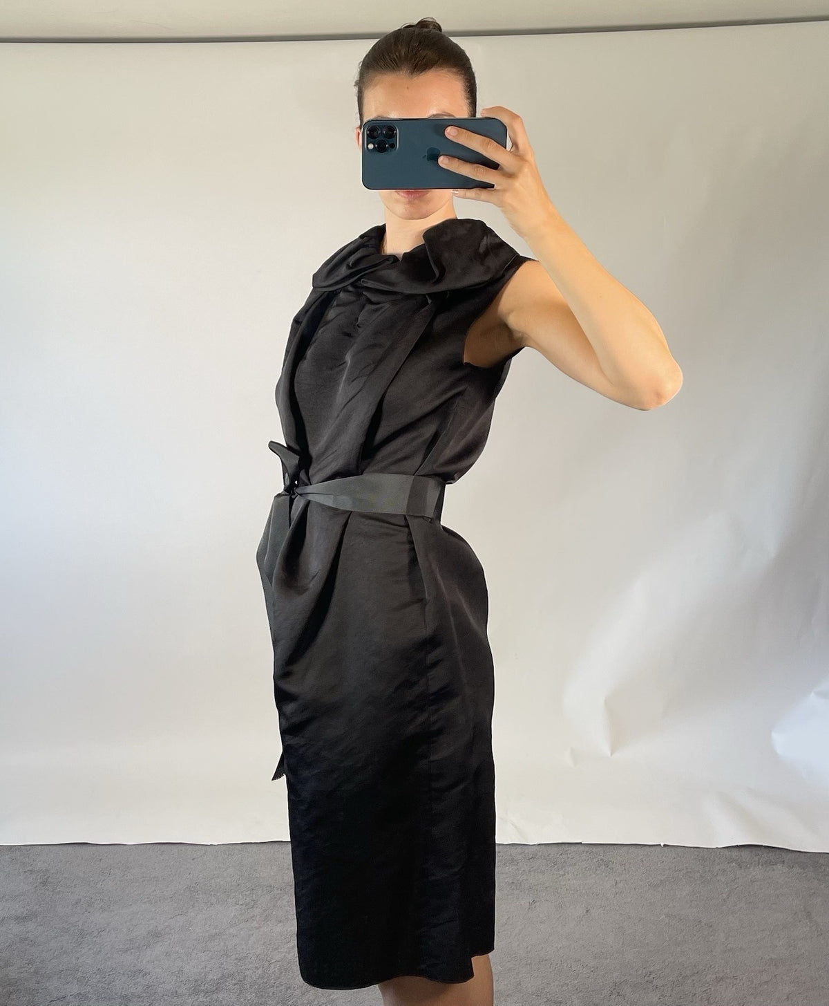 Lanvin by Alber Elbaz Black Silk Belted Dress, 2008 FR 38 UK 10