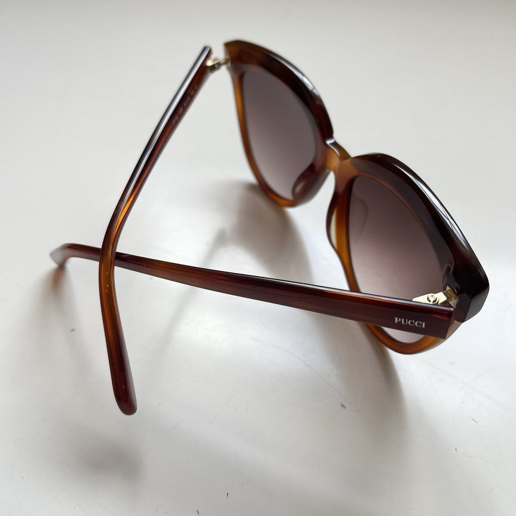 Emilio Pucci EP85 05F Sunglasses Vintage Brown Black Cat Eye 54-19-140