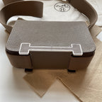 Hermes Geta Bag Étoupe Calfskin Leather ‘H’ Closure Canvas Shoulder Crossbody