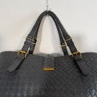 Bottega Veneta Roma Dark Grey Intrecciato Leather Medium Handbag Gold Hardware