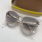 Emilio Pucci EP108 27X Cat Eye Sunglasses Clear Rose Gold Grey Gradient + Case