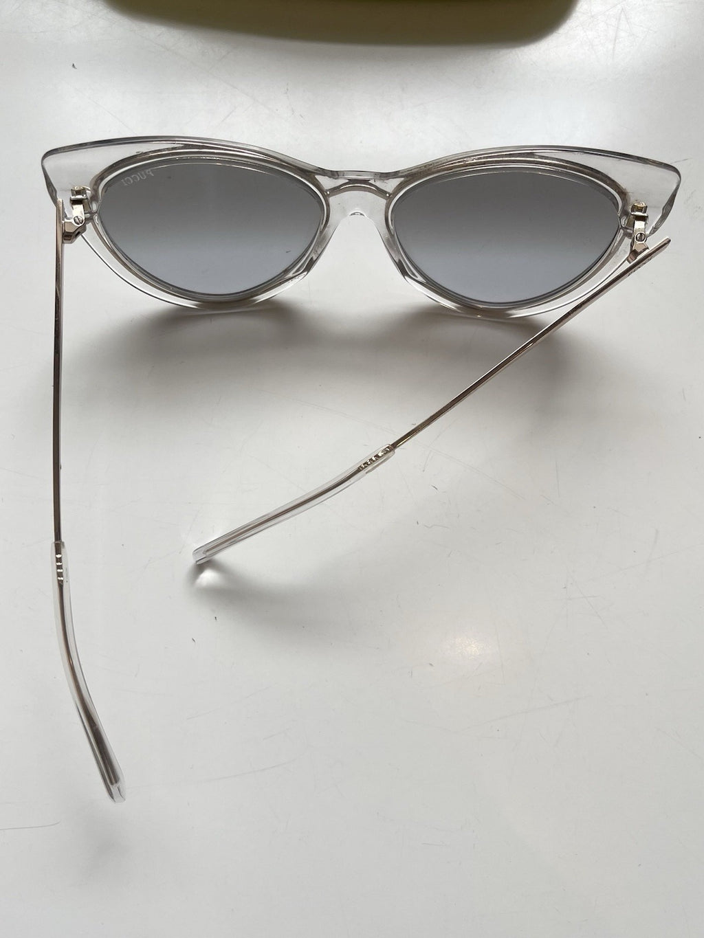 Emilio Pucci EP108 27X Cat Eye Sunglasses Clear Rose Gold Grey Gradient + Case