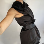 Lanvin by Alber Elbaz Black Silk Belted Dress, 2008 FR 38 UK 10
