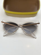 Emilio Pucci EP108 27X Cat Eye Sunglasses Clear Rose Gold Grey Gradient + Case