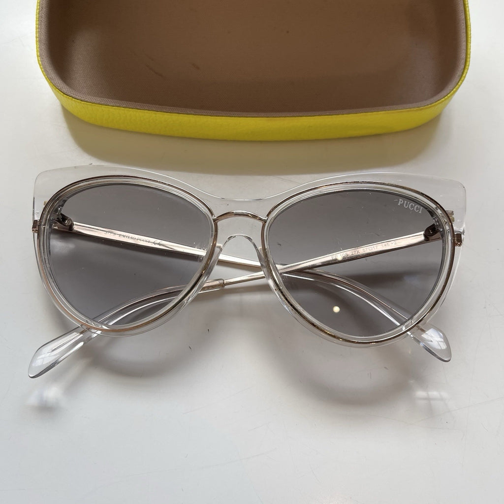 Emilio Pucci EP108 27X Cat Eye Sunglasses Clear Rose Gold Grey Gradient + Case