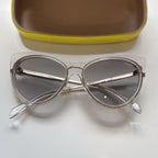 Emilio Pucci EP108 27X Cat Eye Sunglasses Clear Rose Gold Grey Gradient + Case